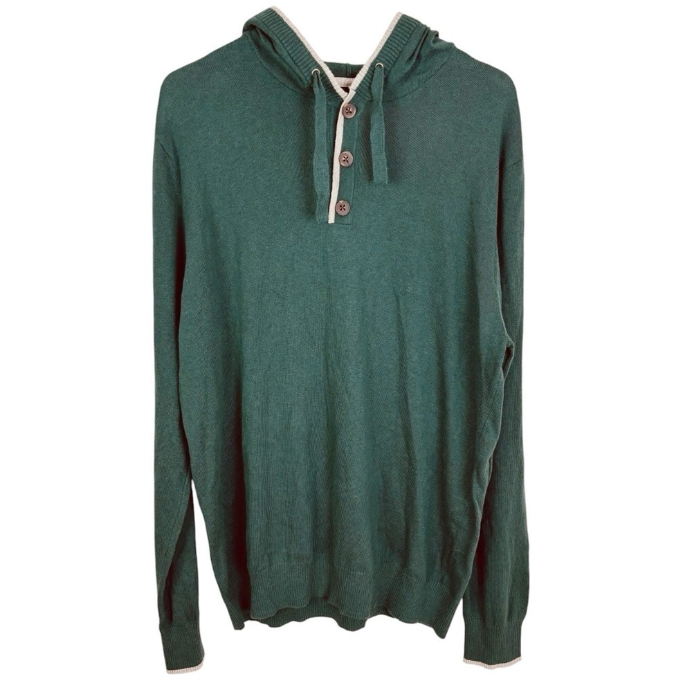 Hawker Rye NWT Forest Green Hooded Pullover Sweater Cotton Cashmere